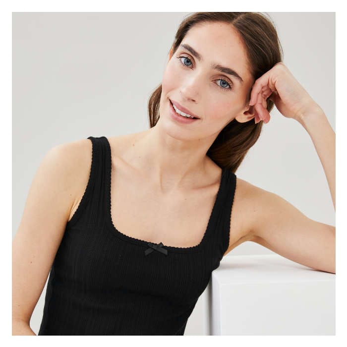 Aux Femmes Cami de nuit en maille pointelle